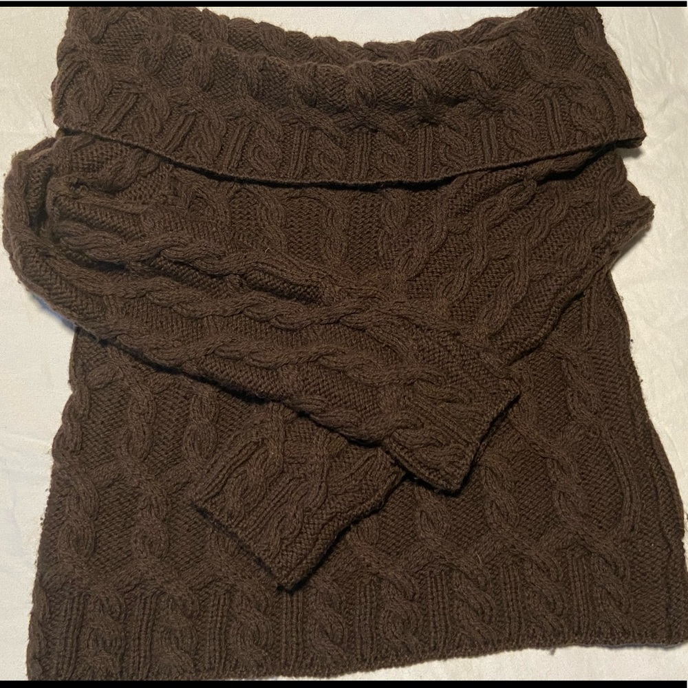 Off-shoulder cable knit sweater
